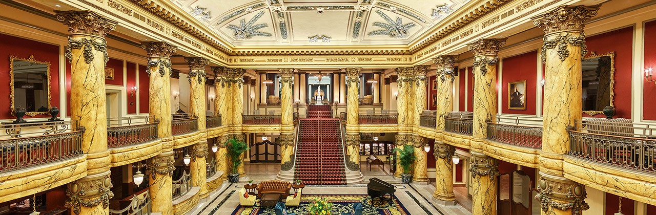 The interior of the Jefferson Hotel Rotunda Lobby