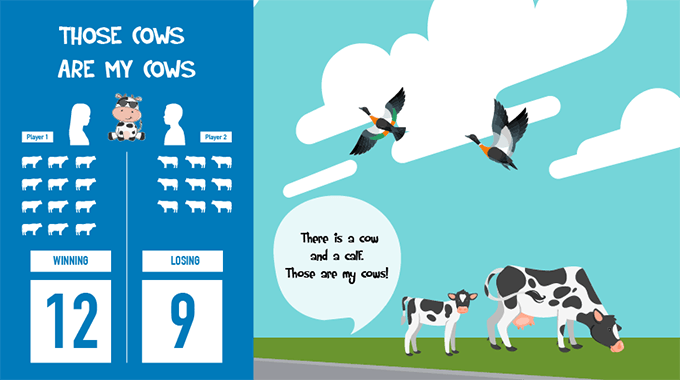 Those Cows are My Cows game rules explainer graphic